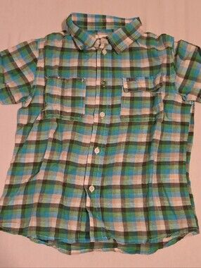 Diesel Green, Blue & White Plaid Short-Sleeve Button-Down Shirt - summer